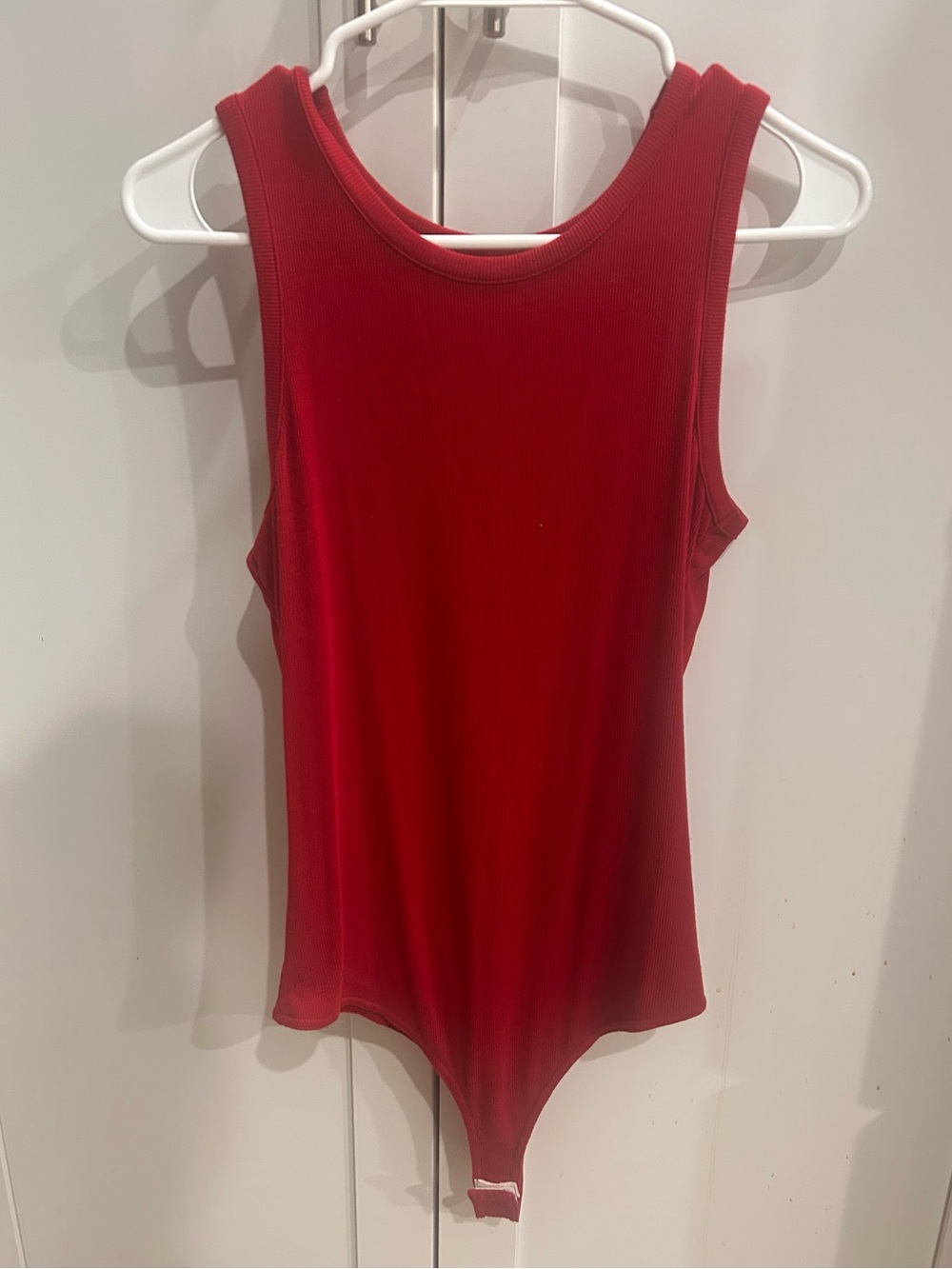 Sleeveless Red Ribbed Bodysuit